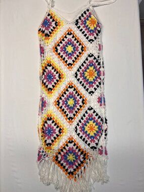 Willow & Wind Crochet Granny Square Boho Festival Dress - Size Medium